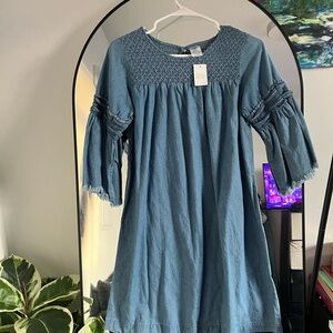 Denim Dress with Ruffled Sleeves